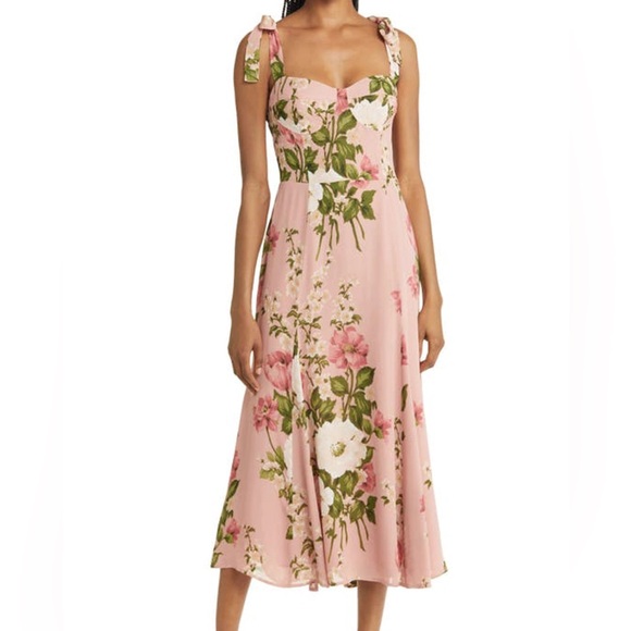 Reformation Dresses & Skirts - REFORMATION Nadira Tie Strap Midi Dress In Rose Garden